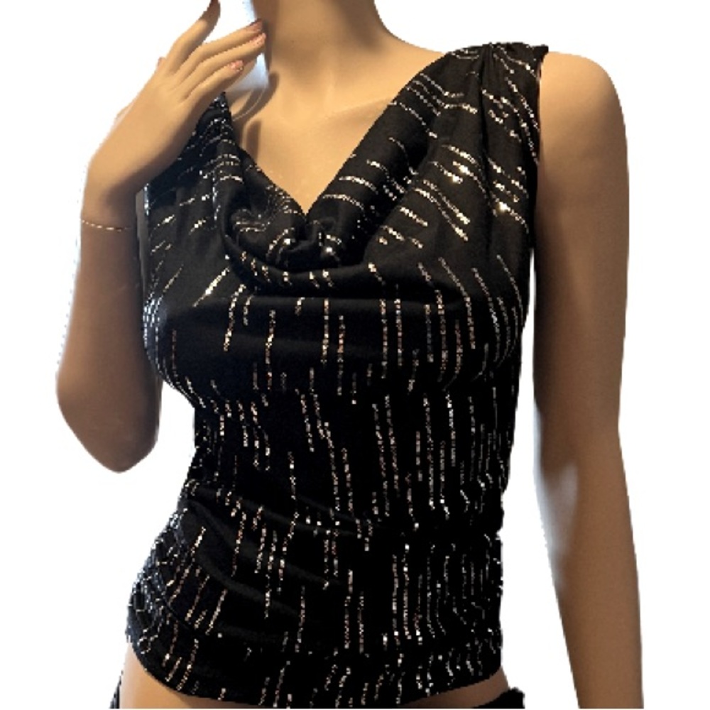 NWT Arden B sequin cowl neck tank top with ruched sides